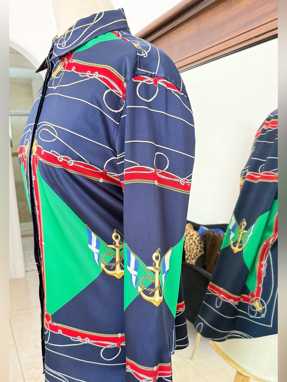 Rare Lauren Ralph Lauren 90’s Nautical Button- down Blouse Size Large - Picture 5 of 11